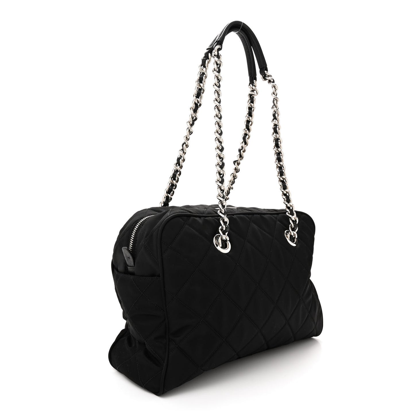 Nylon Tessuto Impuntu Quilted Shoulder Bag Black