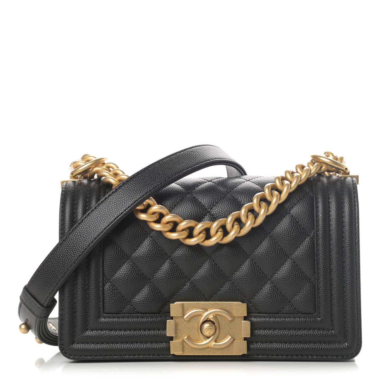 Caviar Quilted Small Boy Flap Black