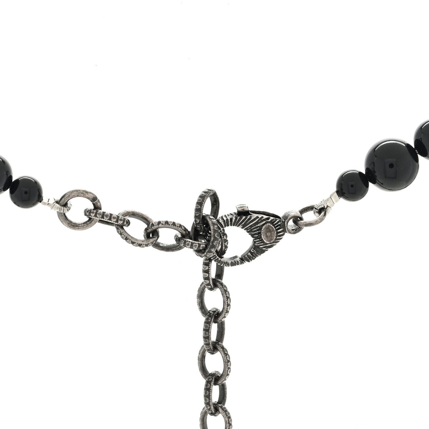 Pearl Crystal CC Camellia Necklace Ruthenium Black