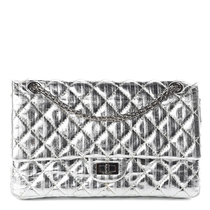 Chanel Metallic Striped Calfskin 2.55 Reissue 226 Flap Silver 1 of 10
