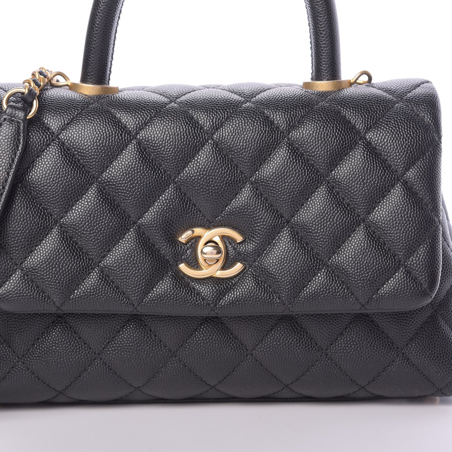 Caviar Quilted Mini Coco Handle Flap Black