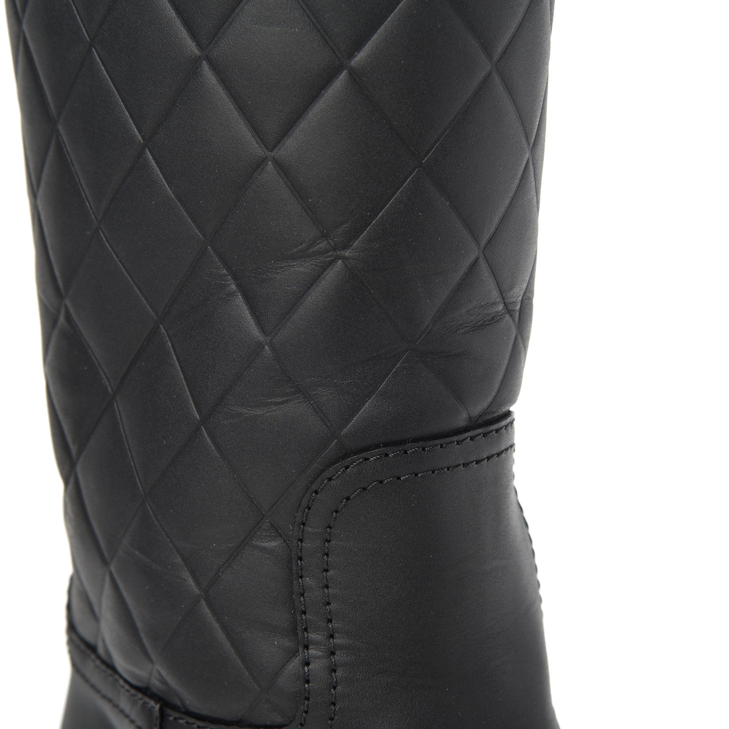 Chanel Oily Calfskin Quilted High Boots 37.5 Black 9 of 18