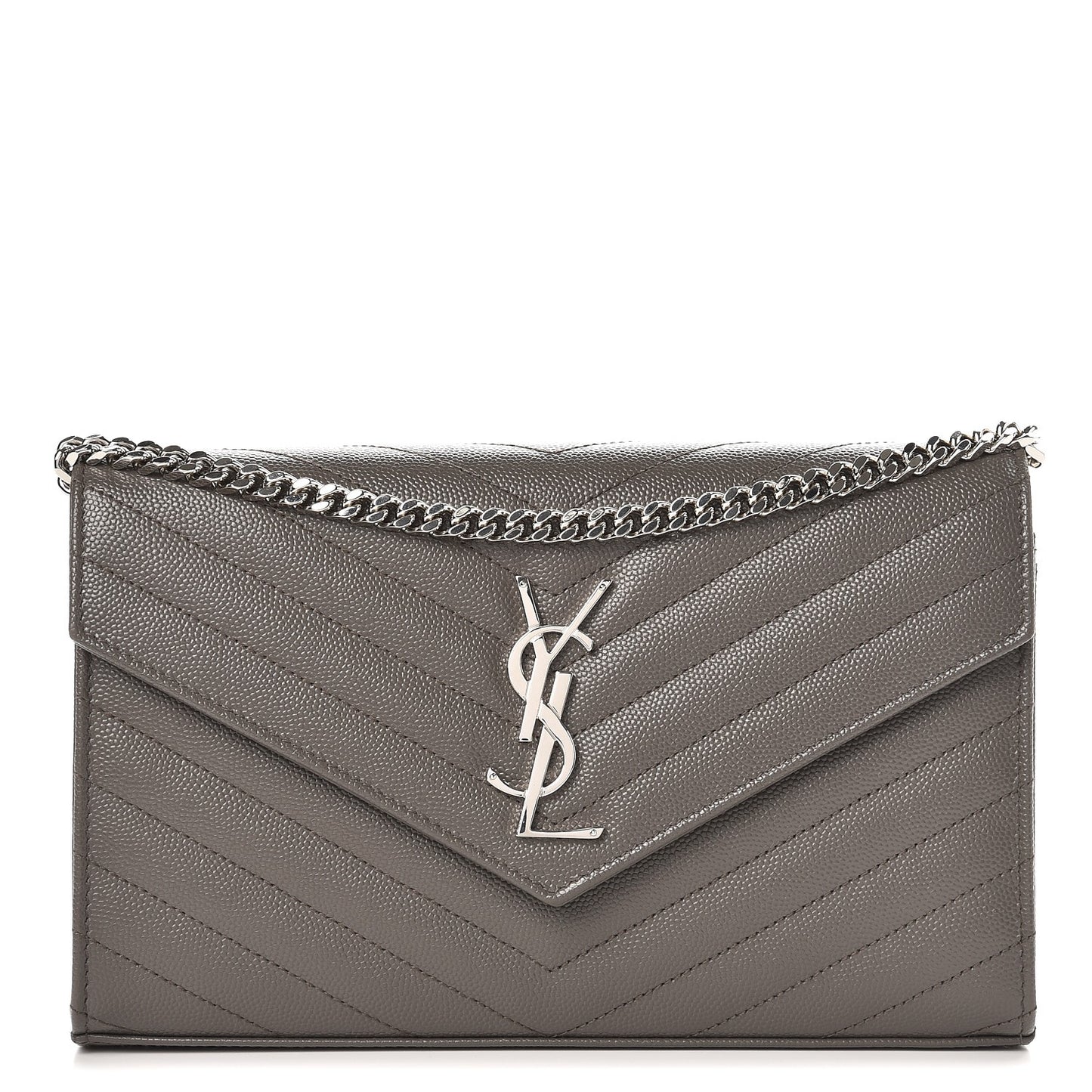 Grain De Poudre Matelasse Chevron Monogram Chain Wallet Earth
