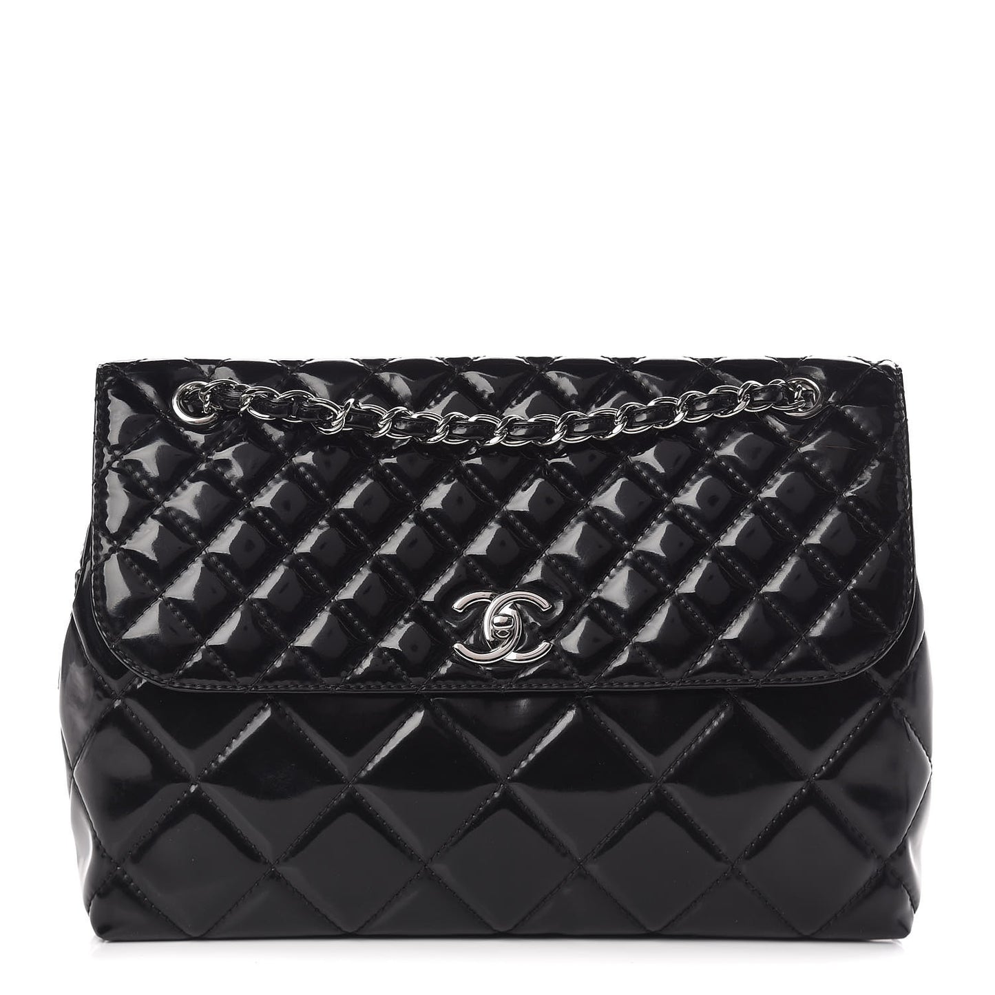 Vinyl Quilted In the Business Flap Bag Black