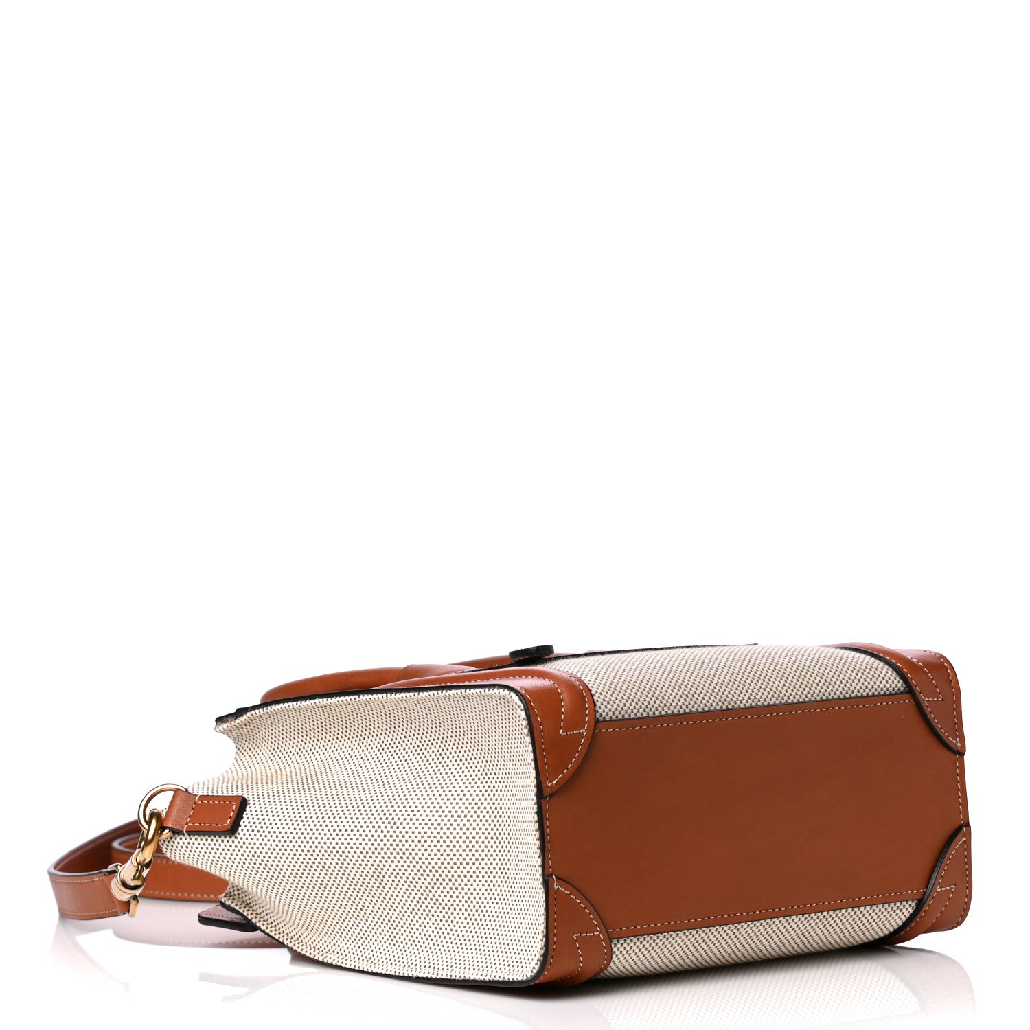Celine Textile Smooth Calfskin Nano Luggage Tan White 3 of 9