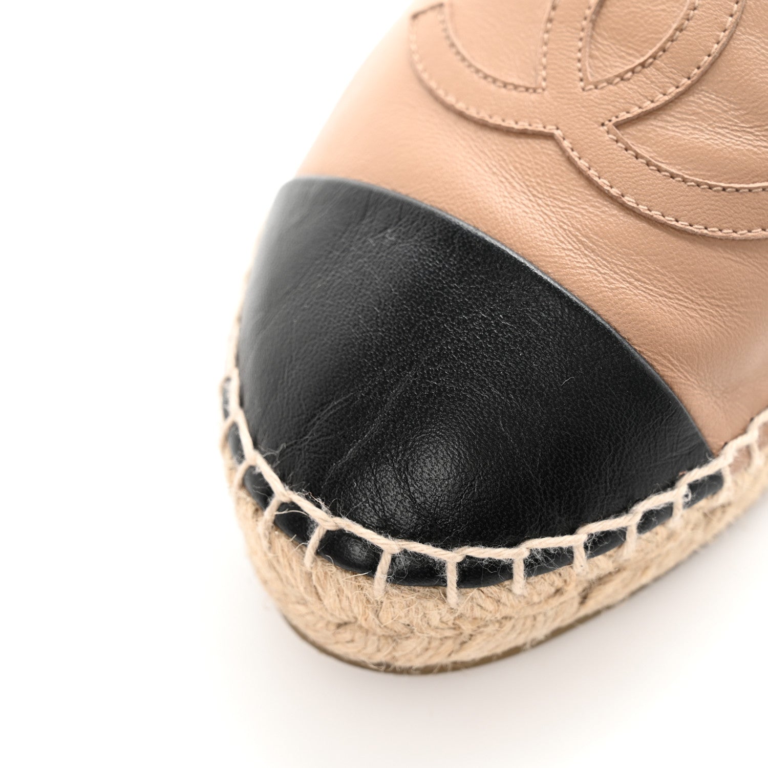 Chanel Lambskin CC Espadrilles 38 Beige Black 13 of 14