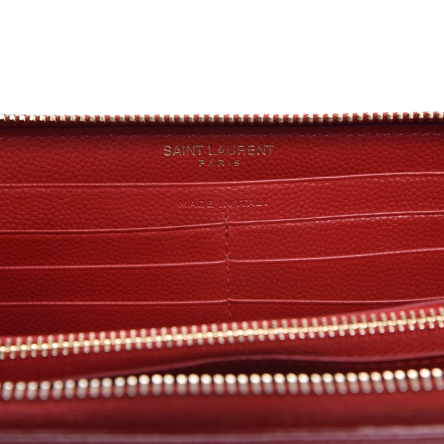 Saint Laurent Grain De Poudre Monogram Zip Around Wallet Red 7 of 8