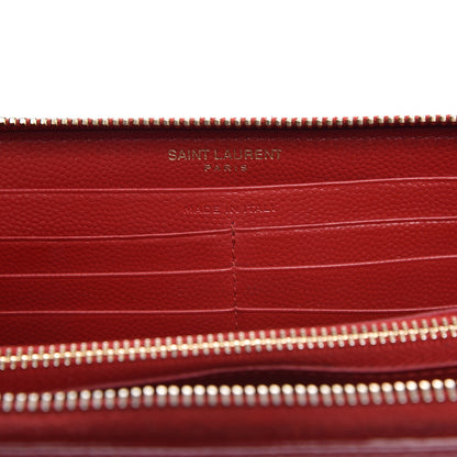 Saint Laurent Grain De Poudre Monogram Zip Around Wallet Red 7 of 8