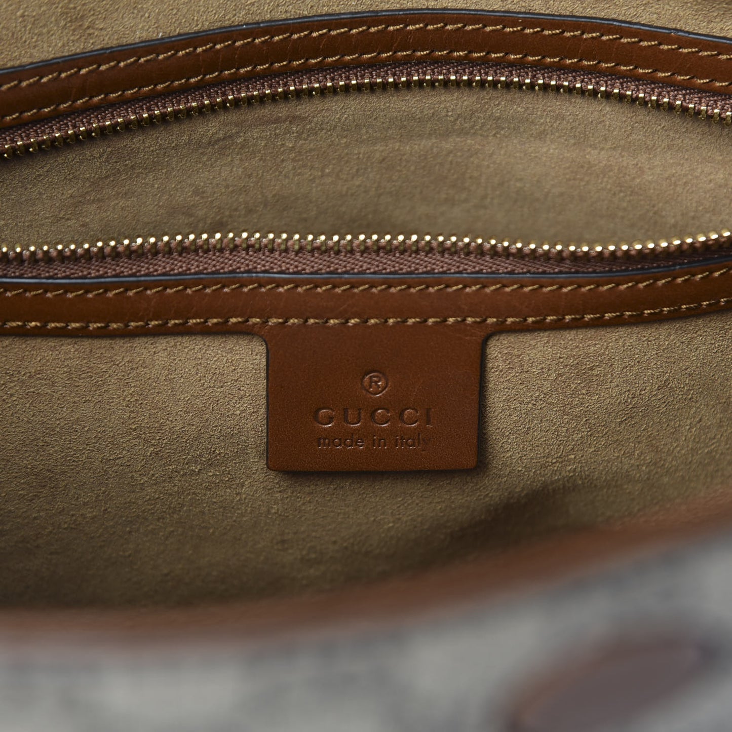 GG Supreme Monogram Linea A Foldover Tote Brown