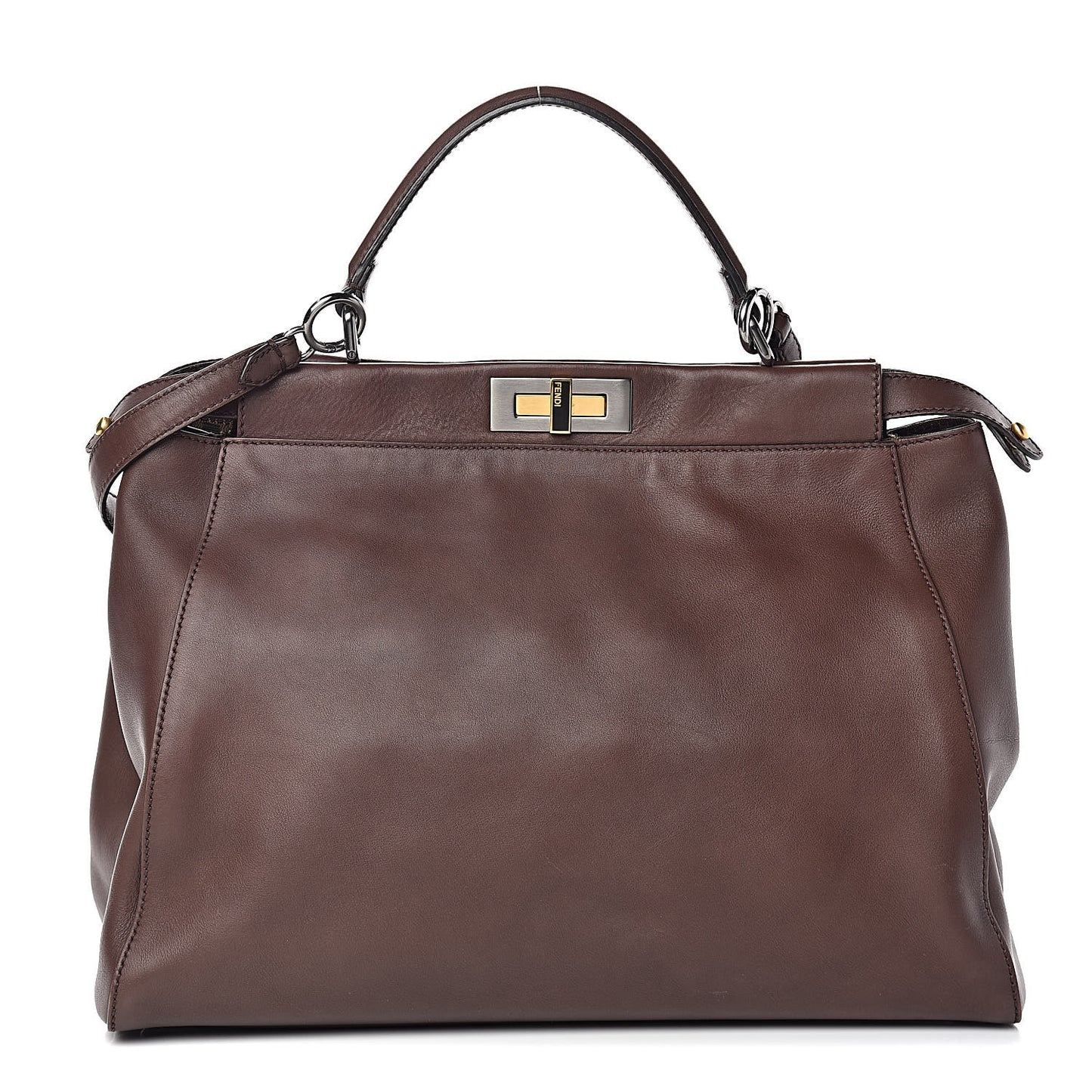 Vitello Zucca Large Peekaboo Iconic Satchel Marrone Tobacco