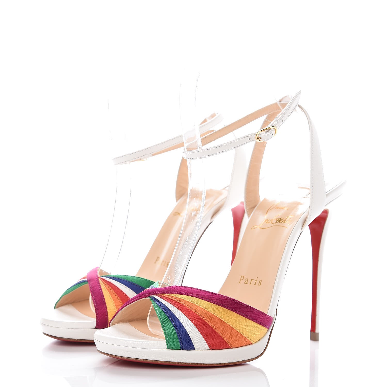 Christian Louboutin Shiny Nappa Naseeba 120 Sandals 36.5 Multicolor Latte 3 of 8