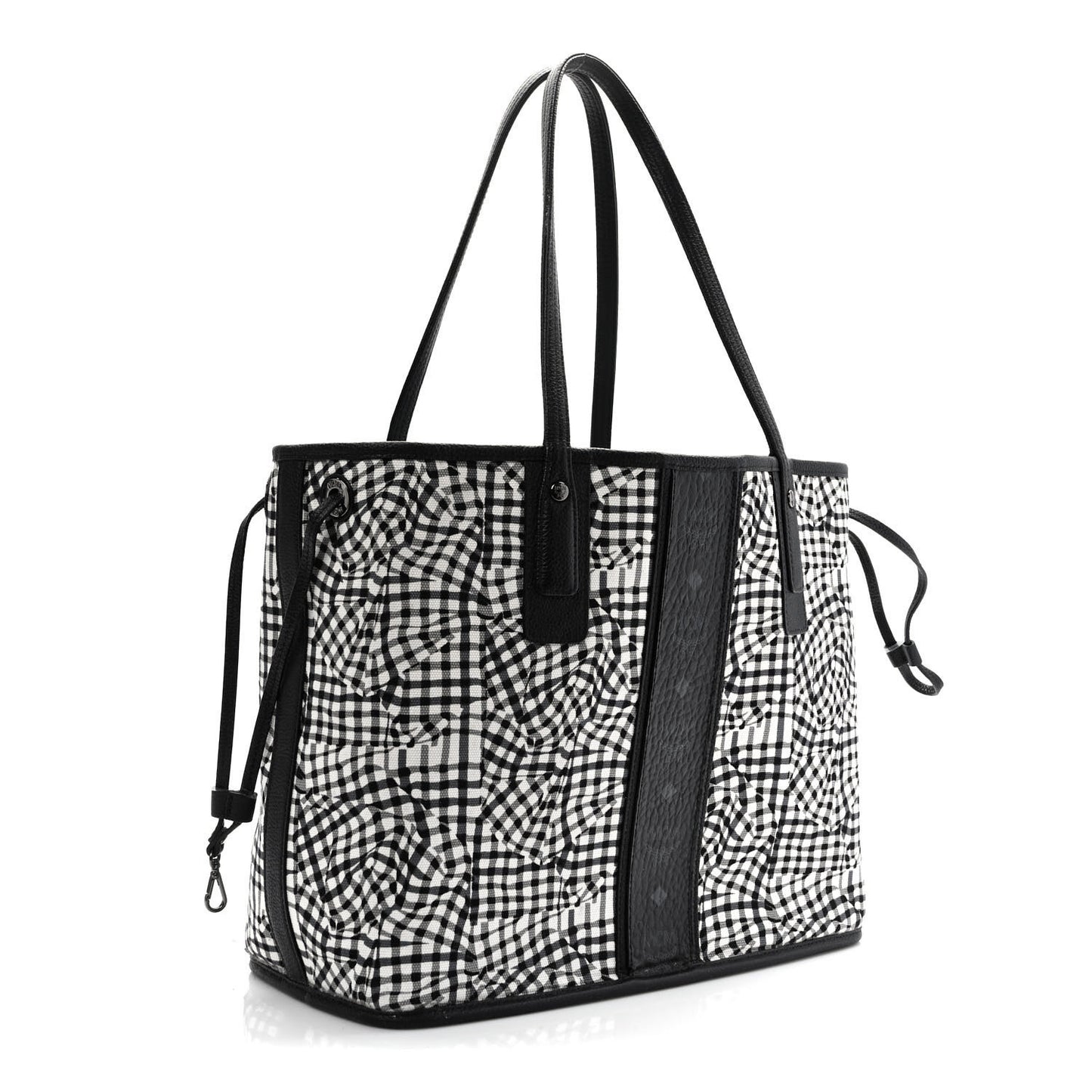 Grained Calfskin Visetos Medium Liz Reversible Shopper Tote Black