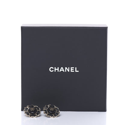 Chanel Lambskin Chain Around CC Earrings Light Gold Black 6 of 6