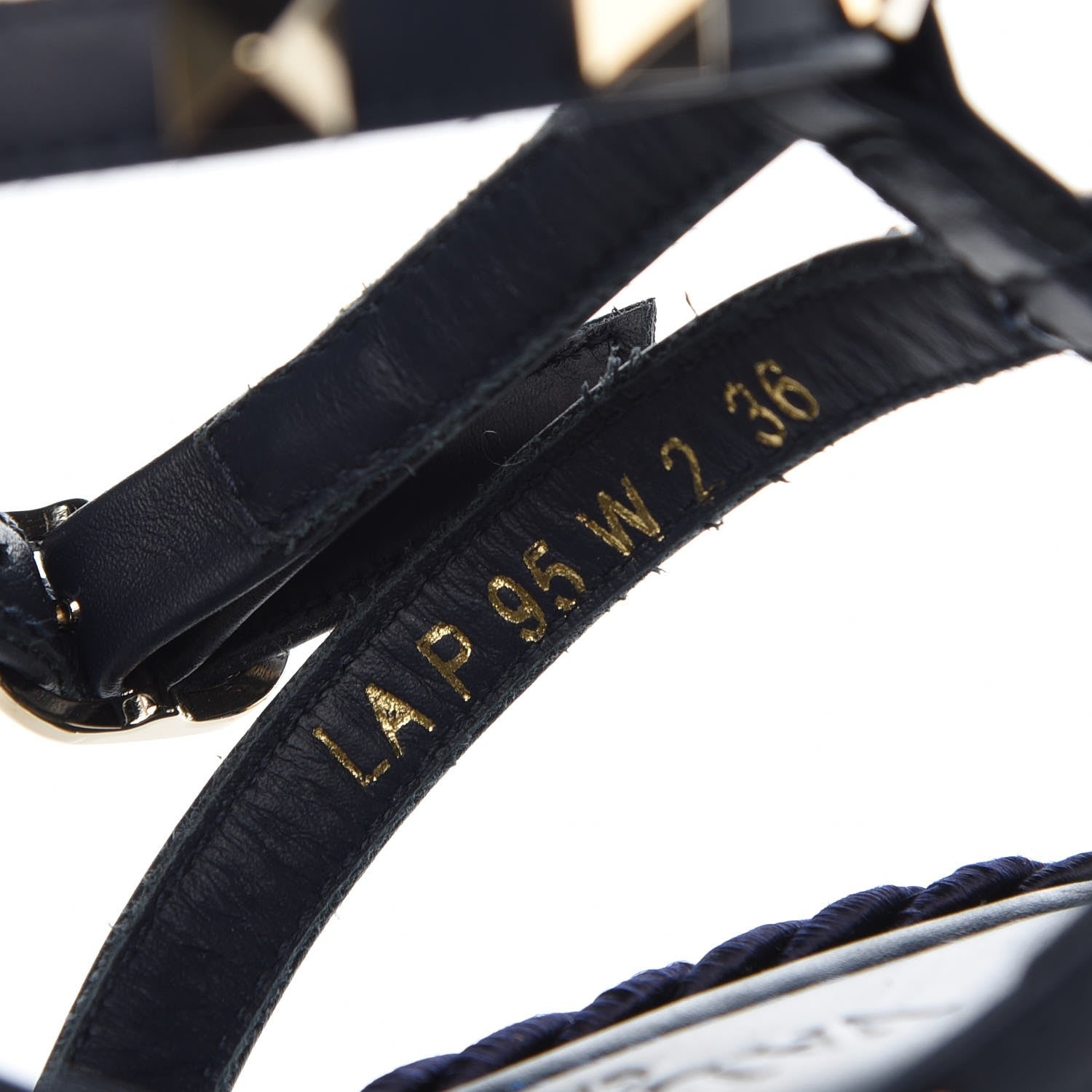 Valentino Garavani Calfskin Rockstud Ankle Strap Torchon Espadrille Caged Wedge Sandals 36 Navy Blue 8 of 8