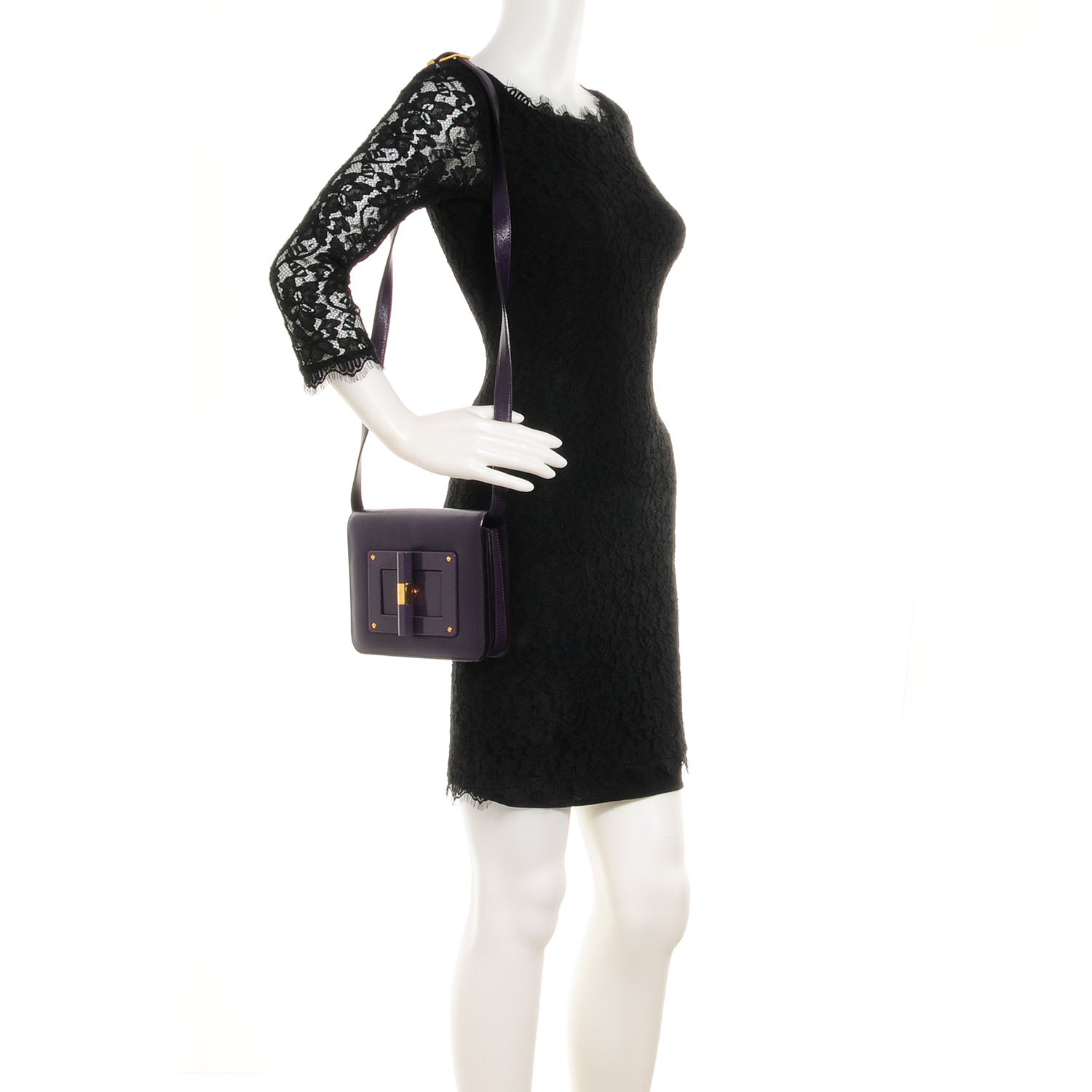 Tom Ford Calfskin Natalia Medium Bag Purple 2 of 9