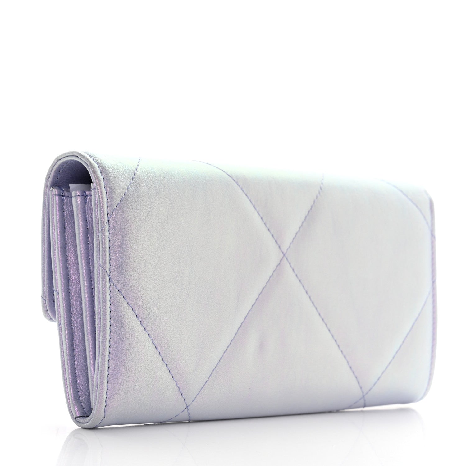 Chanel Iridescent Calfskin Quilted Chanel 19 Flap Wallet Light Purple 3 of 11