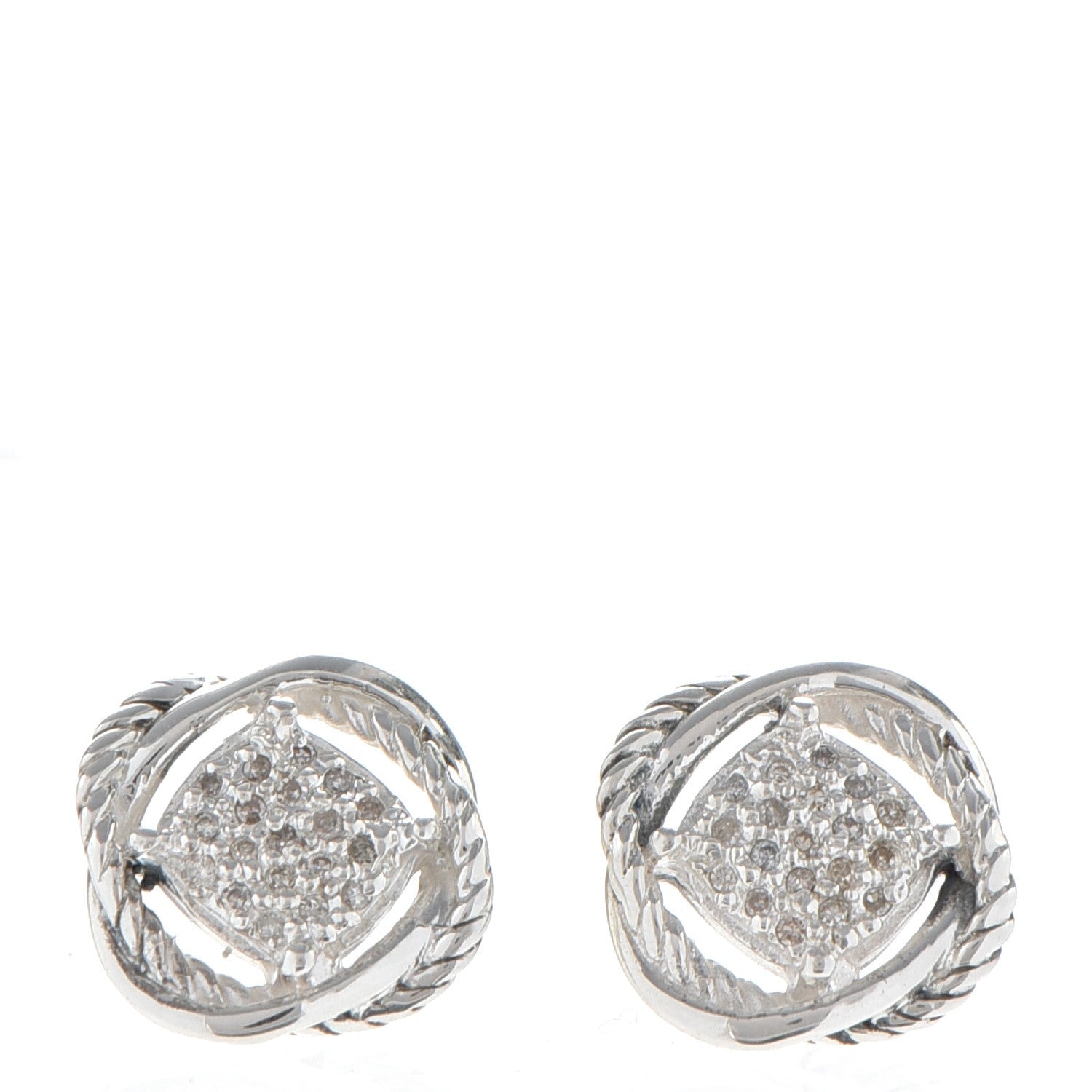 David Yurman Sterling Silver Diamond 13mm Infinity Earrings 1 of 7