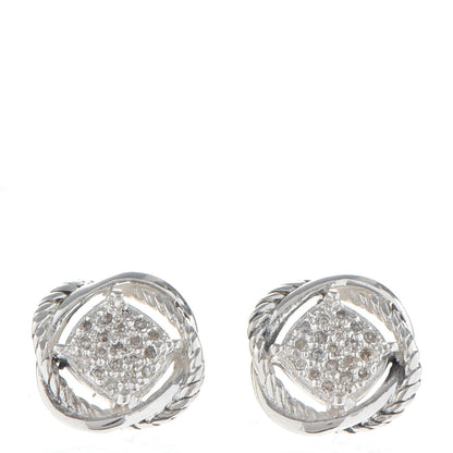 David Yurman Sterling Silver Diamond 13mm Infinity Earrings 1 of 7
