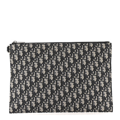 Christian Dior Oblique A4 Flat Pouch Clutch Blue 1 of 10