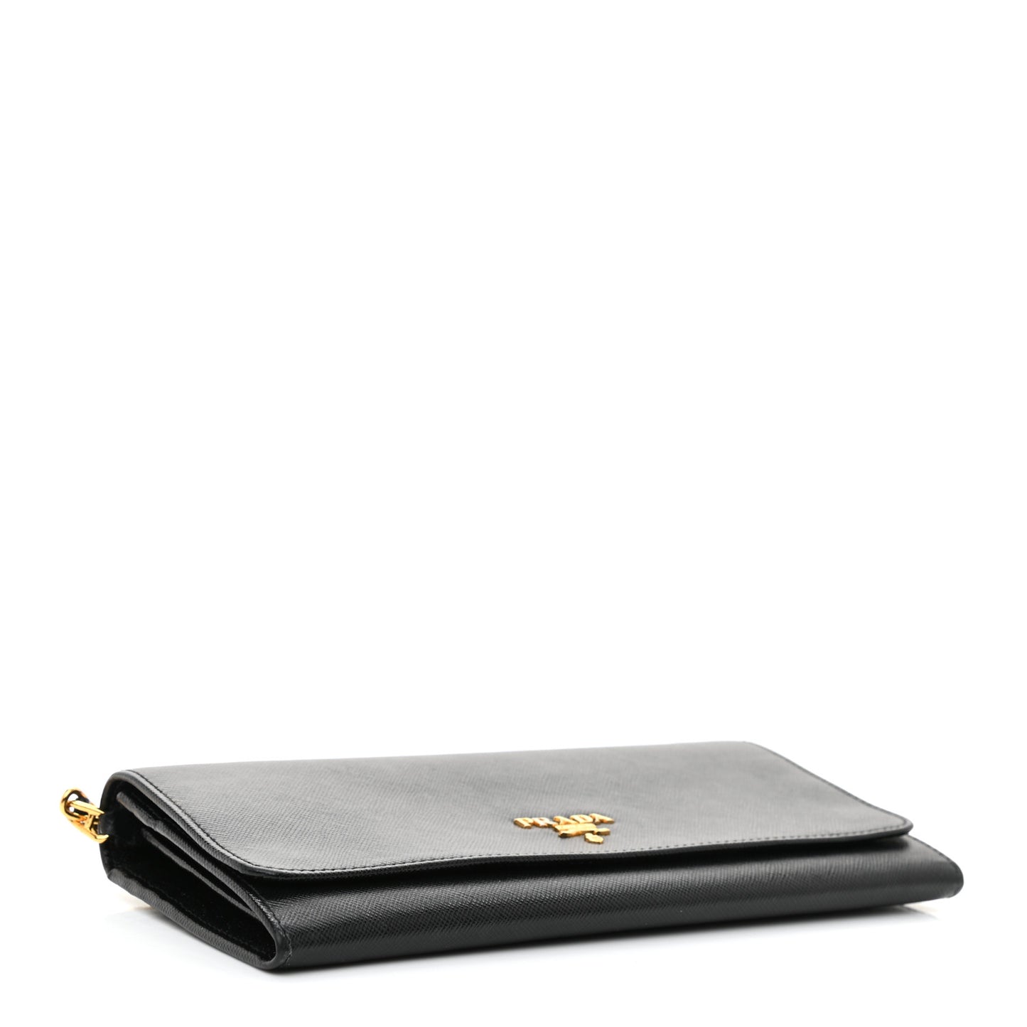Saffiano Metal Oro Chain Wallet Black