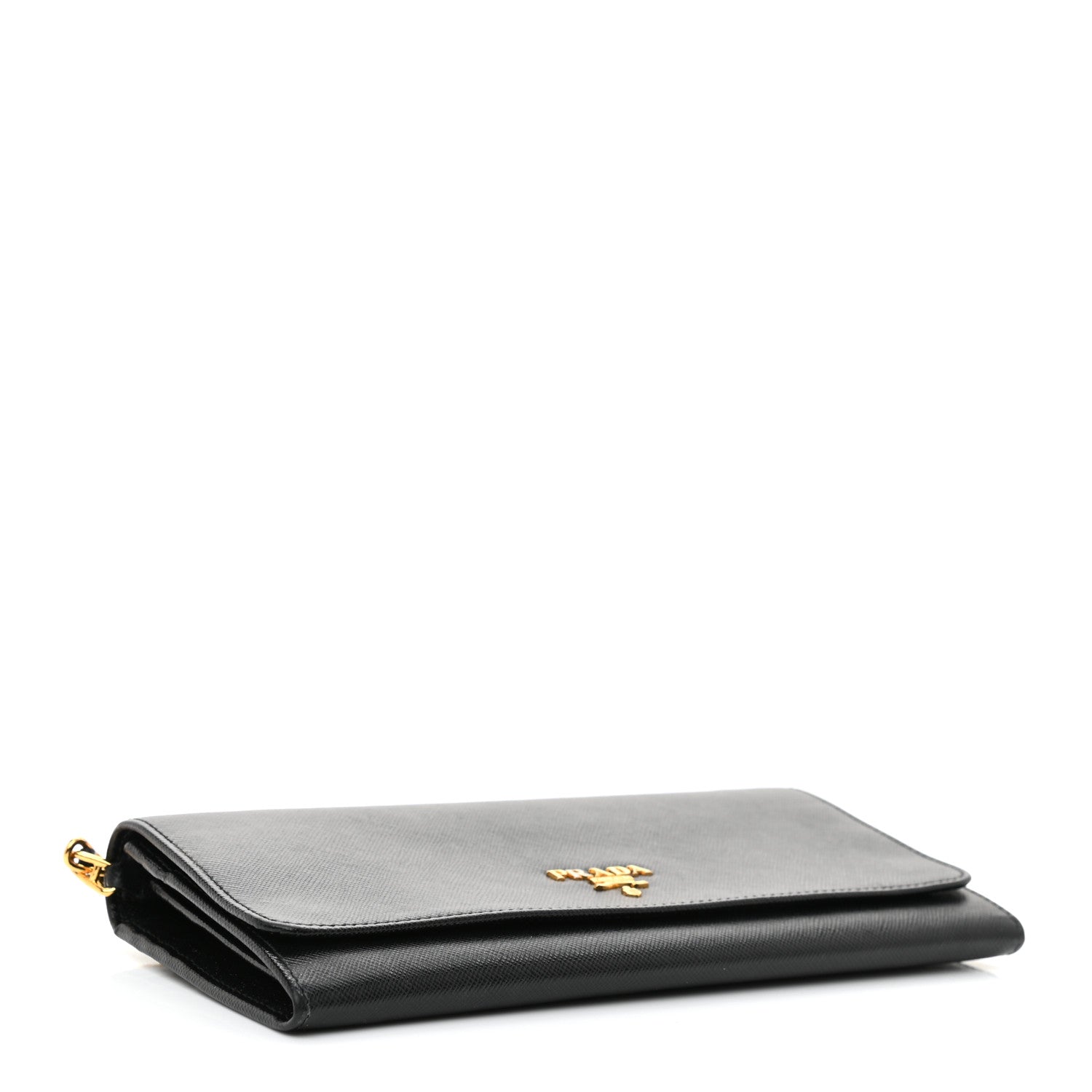Prada Saffiano Metal Oro Chain Wallet Black 4 of 8