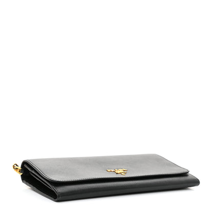 Prada Saffiano Metal Oro Chain Wallet Black 4 of 8