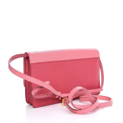 Prada Saffiano Lux Metal Flap Wallet with Strap Peonia Geranio 3 of 7