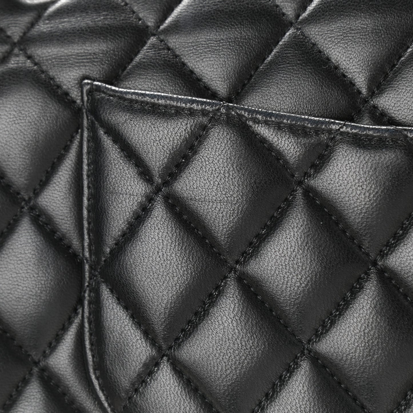 Lambskin Quilted Medium Double Flap Black