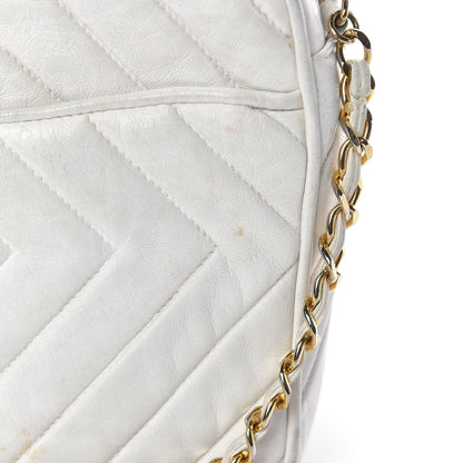 Chanel Lambskin Chevron Quilted Medium Tassel Camera Case White 16 of 21