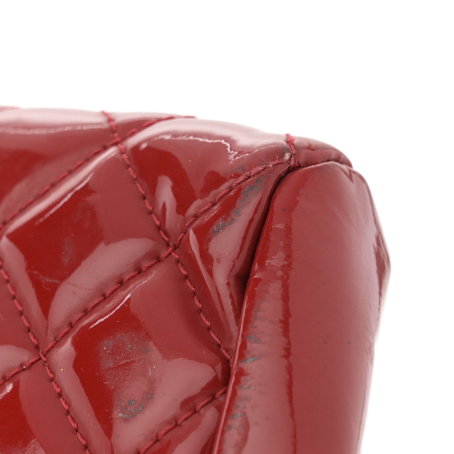 Patent Quilted Medium Just Mademoiselle Bowling Bag Red