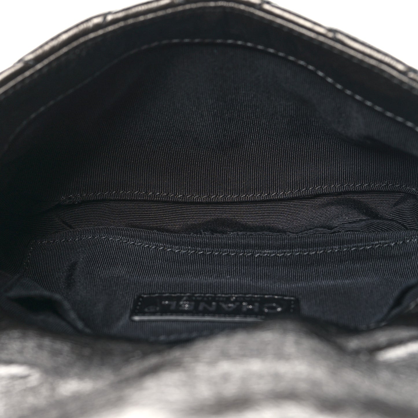 Metallic Aged Calfskin Mini Chain Me Flap Dark Grey