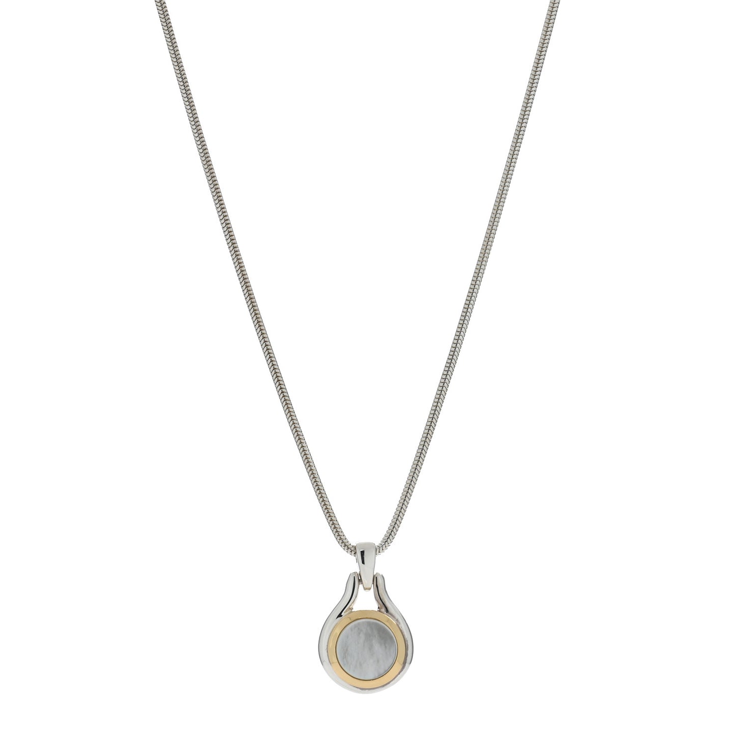 Sterling Silver 18K Yellow Gold Mother of Pearl Pendant Necklace