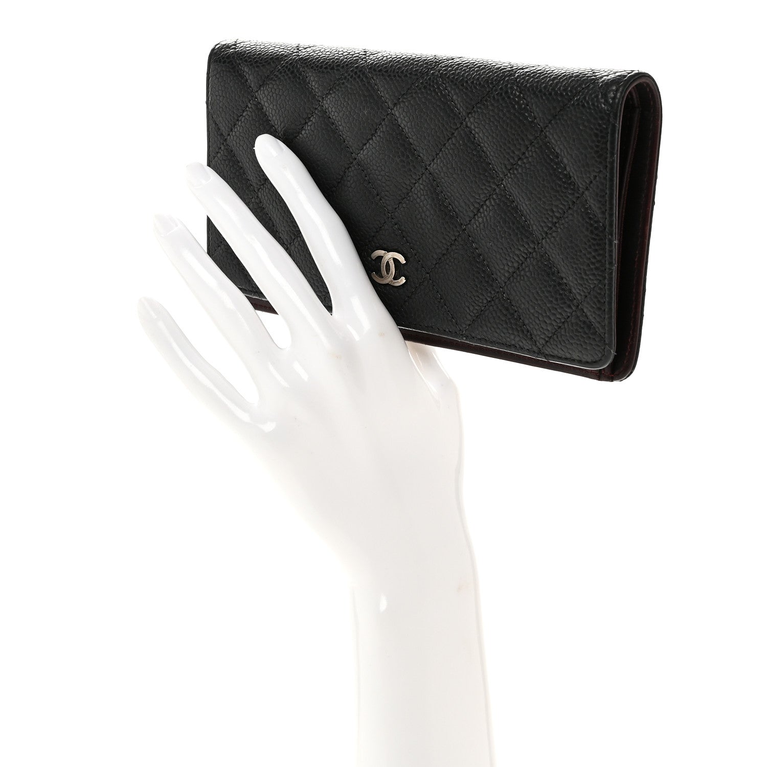 Chanel Caviar Quilted Yen Wallet Black 2 of 9