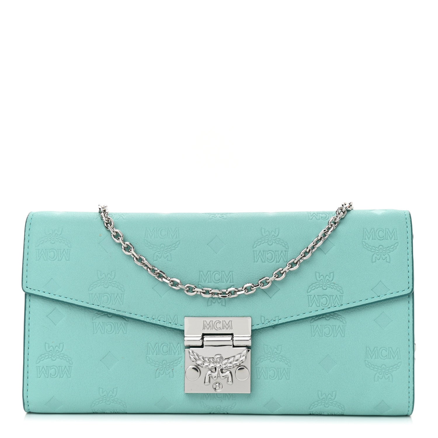 MCM Calfskin Ottomar Large Patricia Wallet On Chain Pool Blue 1 of 10