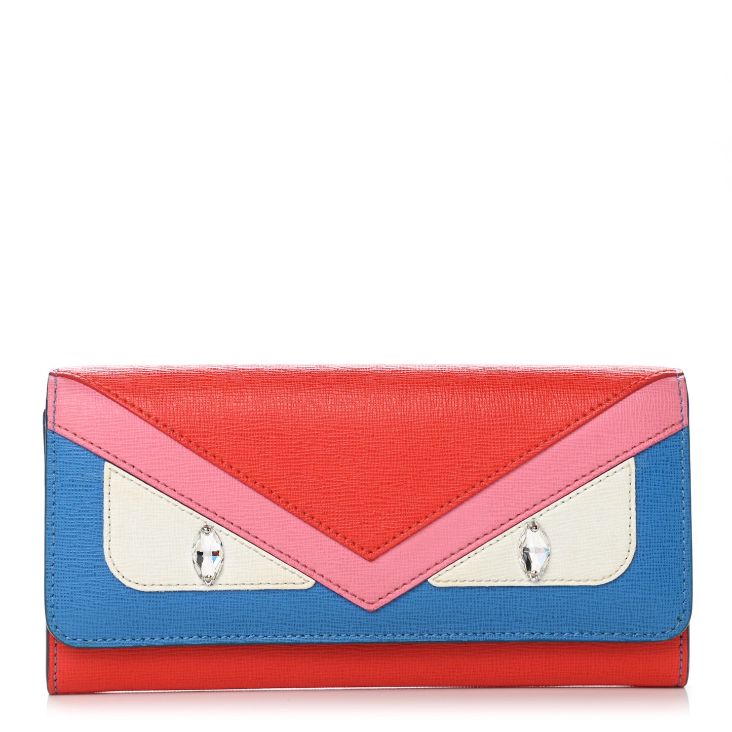 Vitello Elite Crystal Eye Monster Continental Wallet Royal Blue Papavero Multicolor