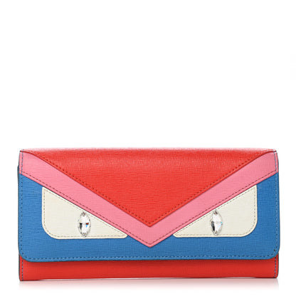 Fendi Vitello Elite Crystal Eye Monster Continental Wallet Royal Blue Papavero Multicolor 1 of 7