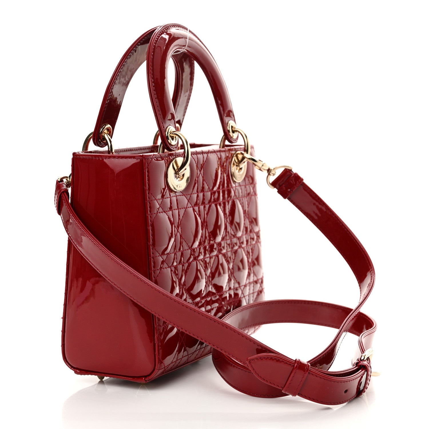 Christian Dior Patent Cannage Small Lady Dior Cherry Red 3 of 10