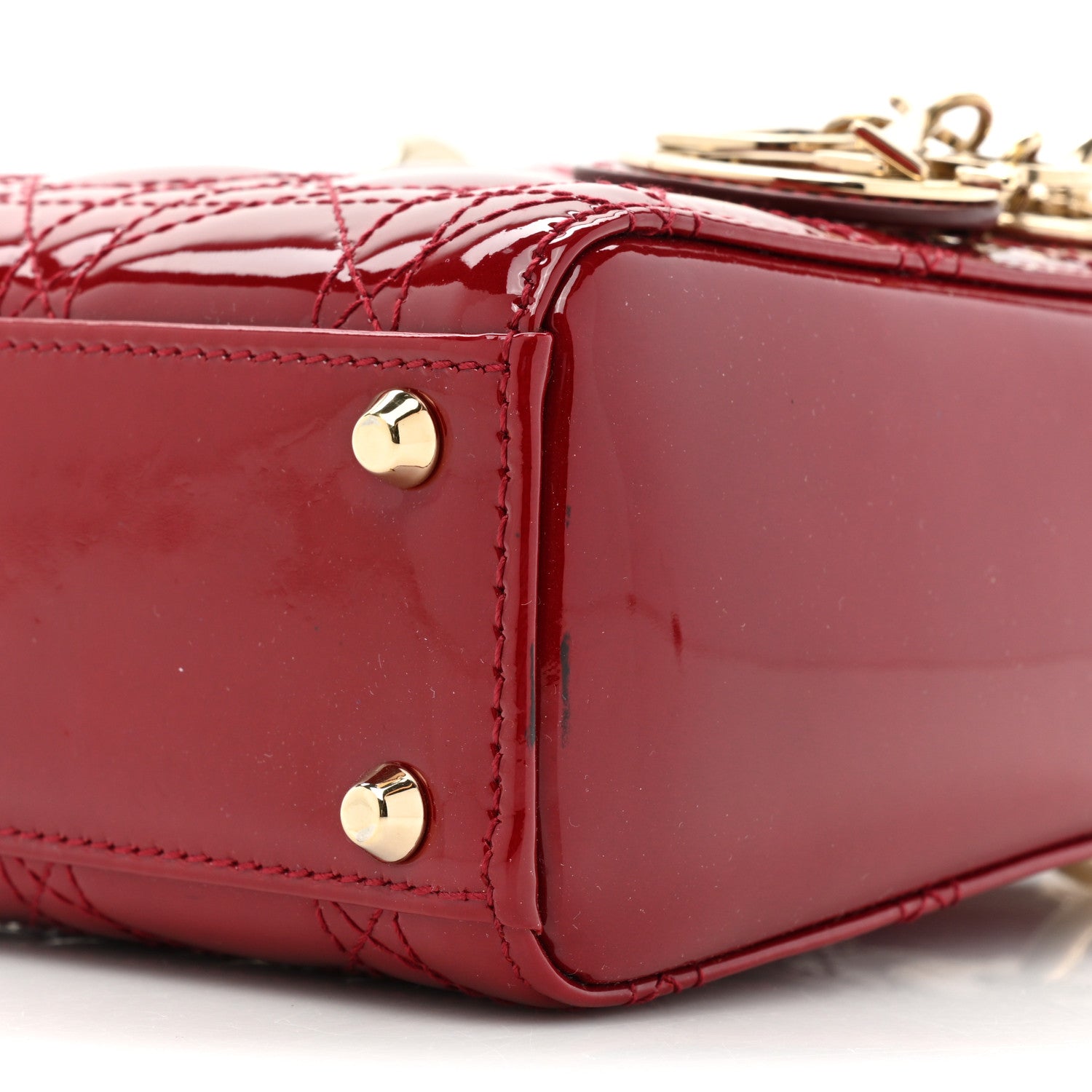 Christian Dior Patent Cannage Mini Lady Dior Red 8 of 10