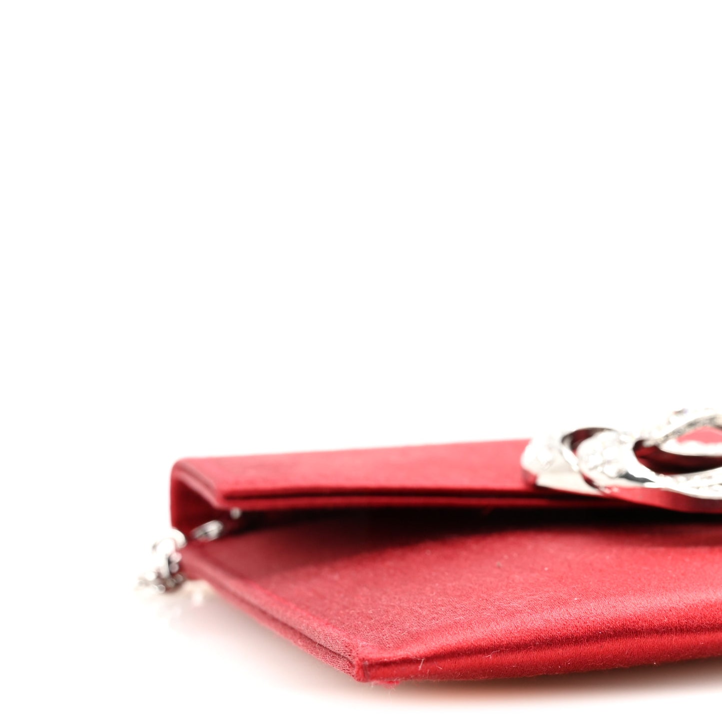 Crystal Satin Bow Clutch Crimson Silver