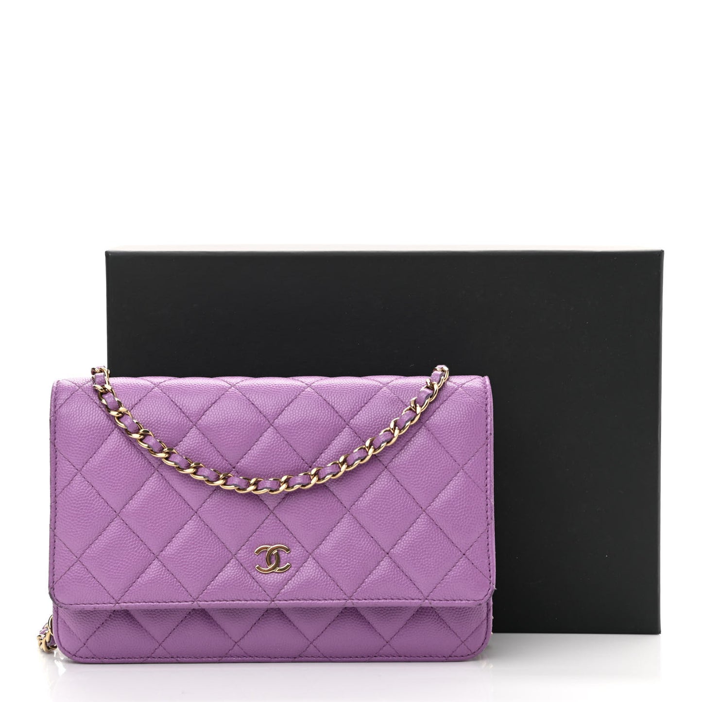 Caviar Quilted Wallet On Chain WOC Purple