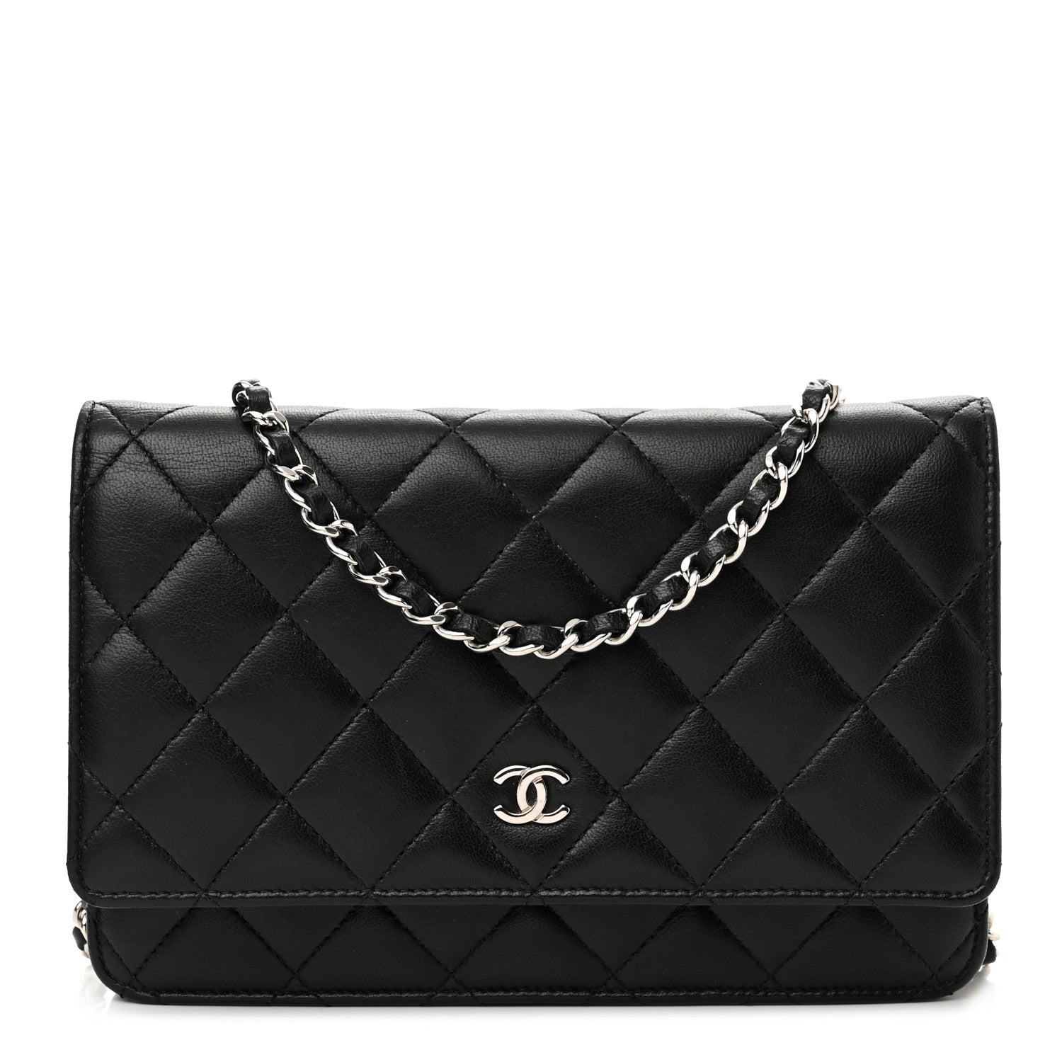Chanel Lambskin Quilted Wallet On Chain WOC Black 1 of 12