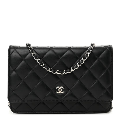 Chanel Lambskin Quilted Wallet On Chain WOC Black 1 of 12