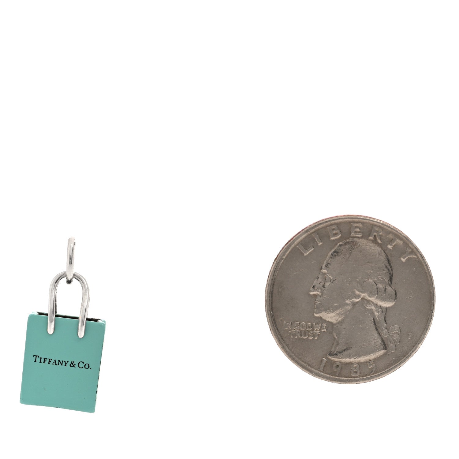 Tiffany Sterling Silver Enamel Shopping Bag Charm Pendant 2 of 3