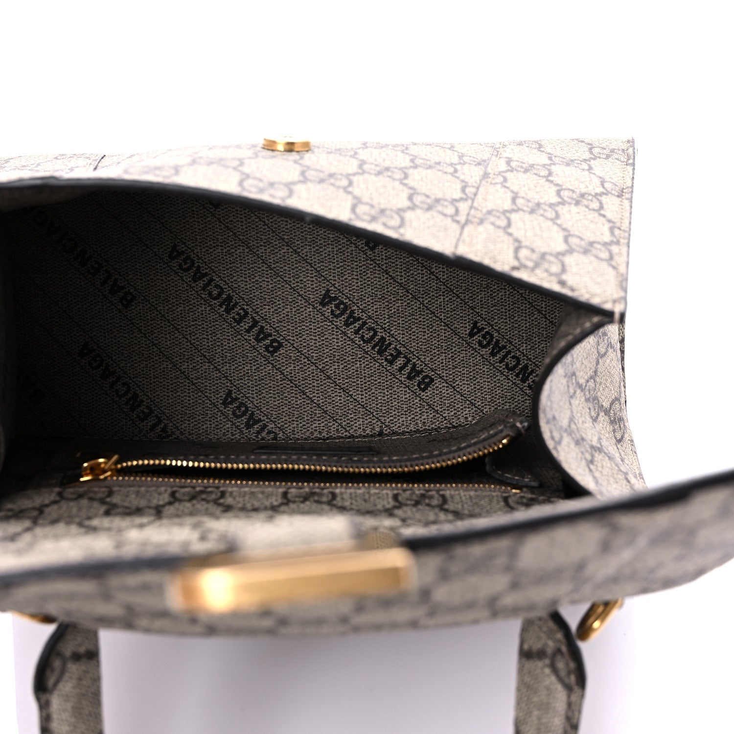 Balenciaga X GUCCI GG Supreme Monogram Small Hourglass Top Handle Bag Beige Ebony 5 of 10