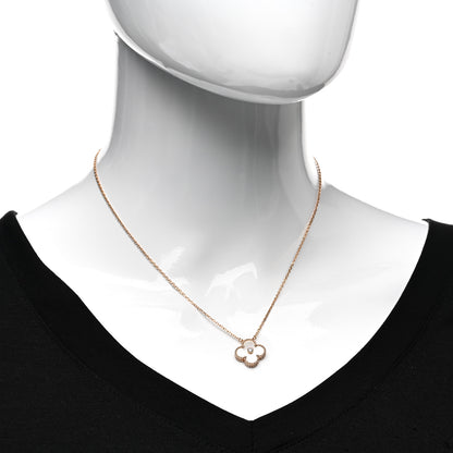 Van Cleef & Arpels 18K Rose Gold Diamond Mother of Pearl Vintage Alhambra Pendant Necklace 2 of 5
