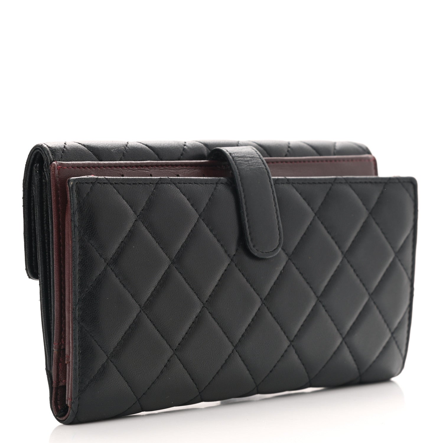 Chanel Lambskin Quilted Long Flap Wallet Black 3 of 8
