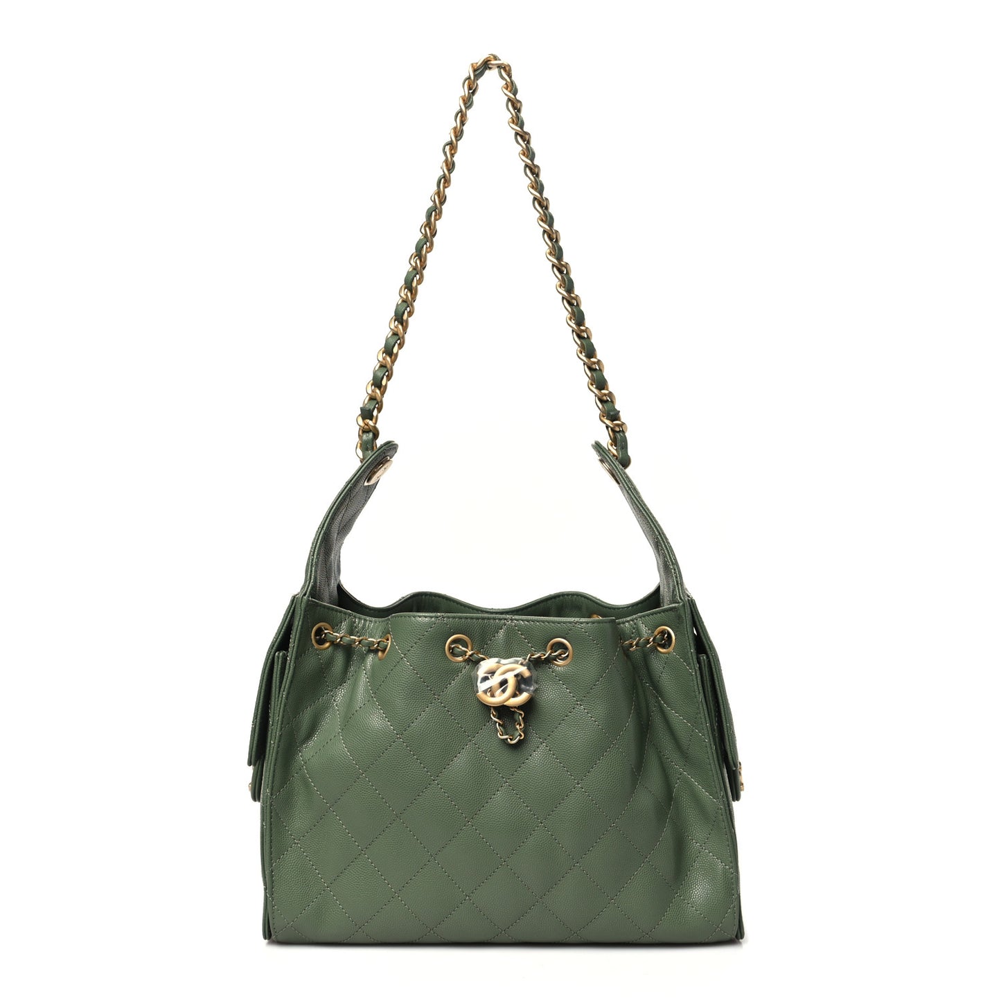 Caviar Quilted Small Chanel 25 Handbag Khaki