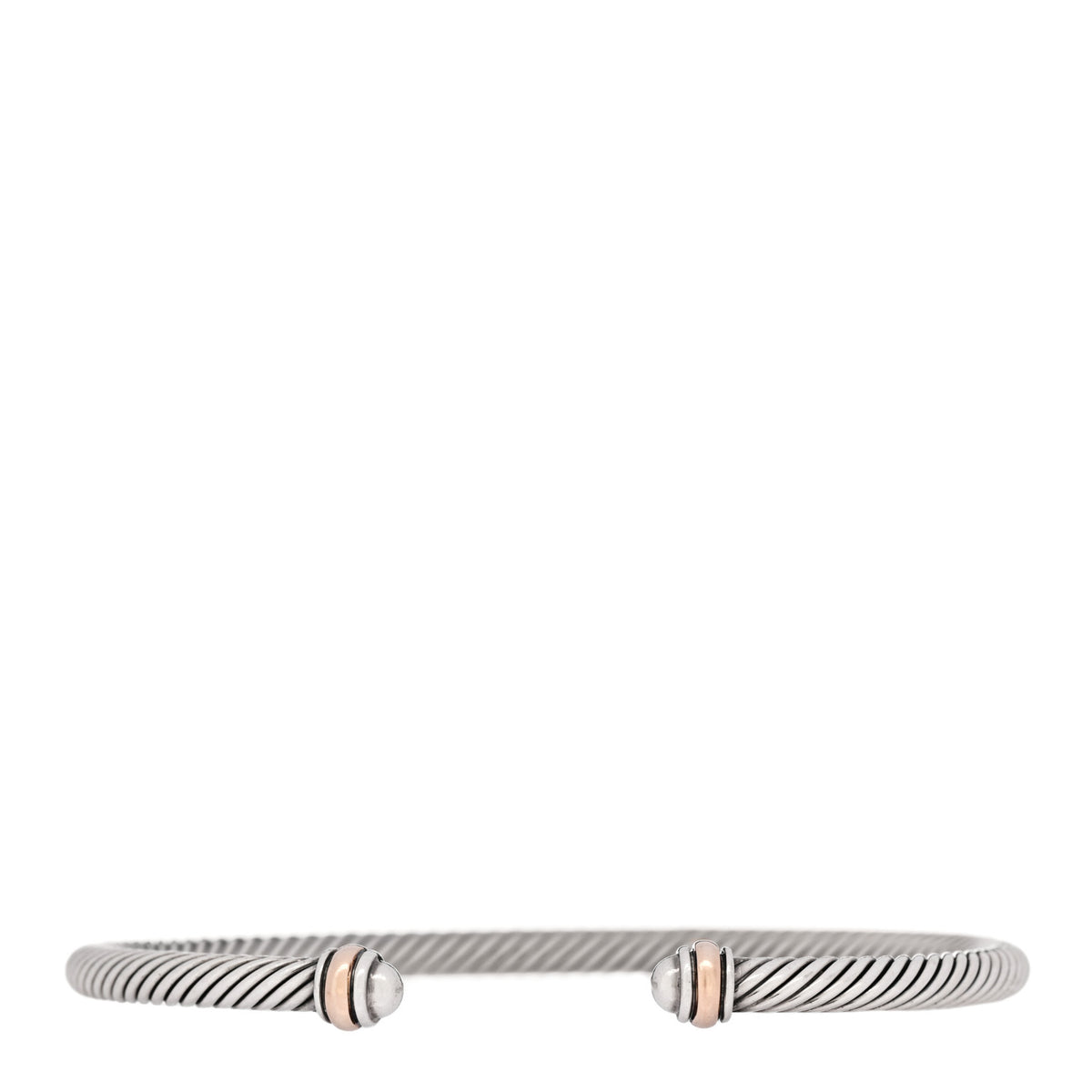 David Yurman Sterling Silver 18K Rose Gold 4mm Cable Classics Bracelet 1 of 5