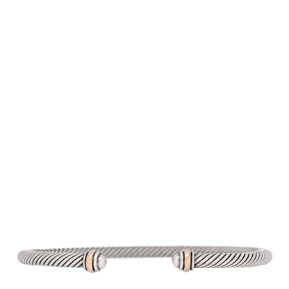 David Yurman Sterling Silver 18K Rose Gold 4mm Cable Classics Bracelet 1 of 5