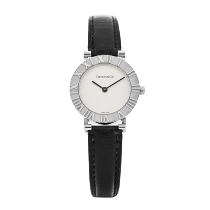 Tiffany Sterling Silver Calfskin 29mm Atlas Quartz Watch Black 1 of 5